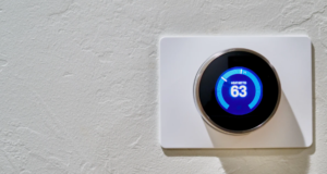 smart thermostat on wall
