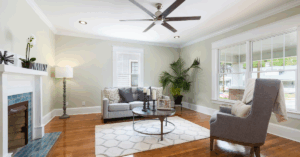 Ceiling fan helping with air circulation