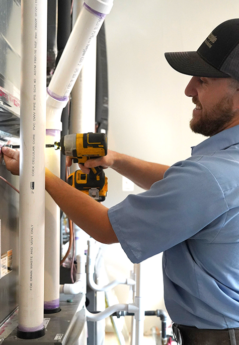 Holtzople technician working on a furnace not turning on