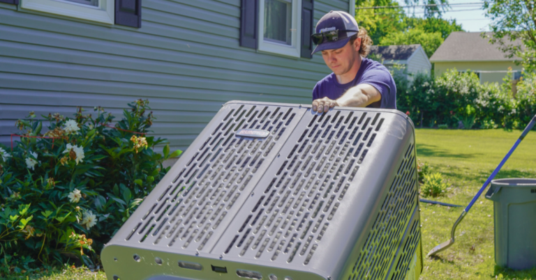 Local HVAC contractor from Holtzople delivering and AC unit